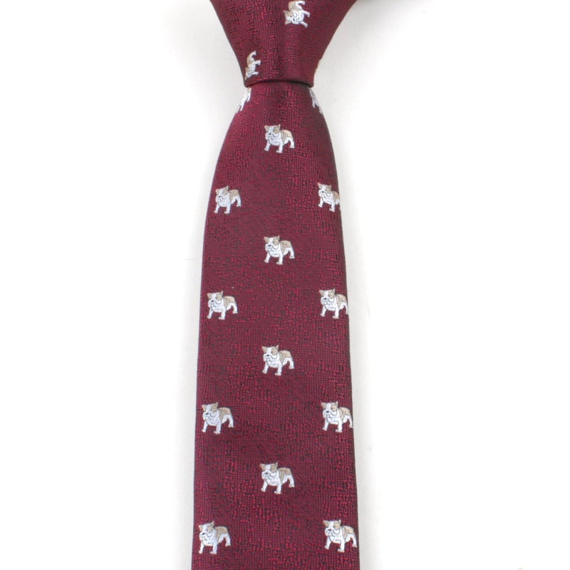 Ctskyte Mens Wine Red Silk Cravat Woven Business Formal Work Narrow Novelty Ties Dogs Lovers Design for Office - Image 5